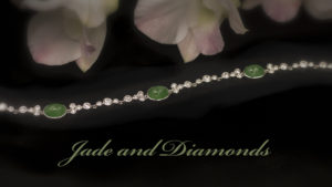 This exquisite jade and diamond bracelet features beautiful craftsmanship and design.